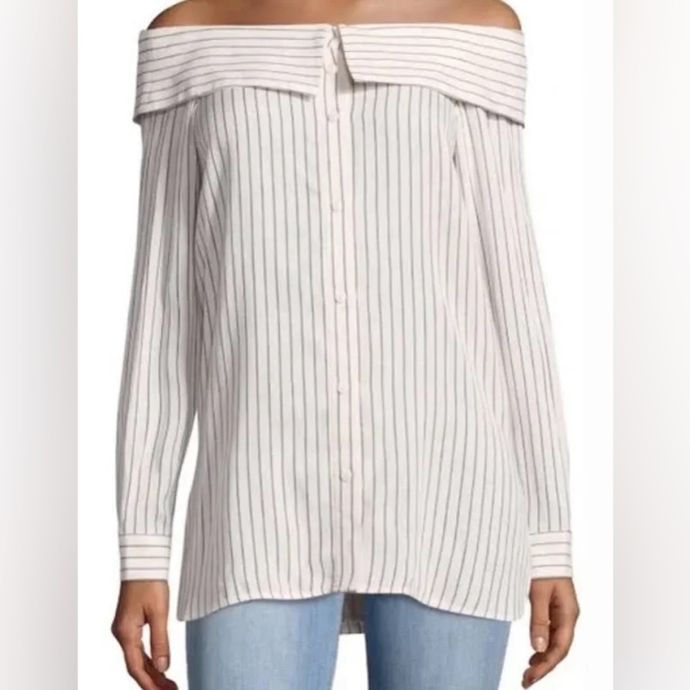 Tibi Frederic Striped Off-Shoulder Tunic – Size 4 – Excellent Condition ✨